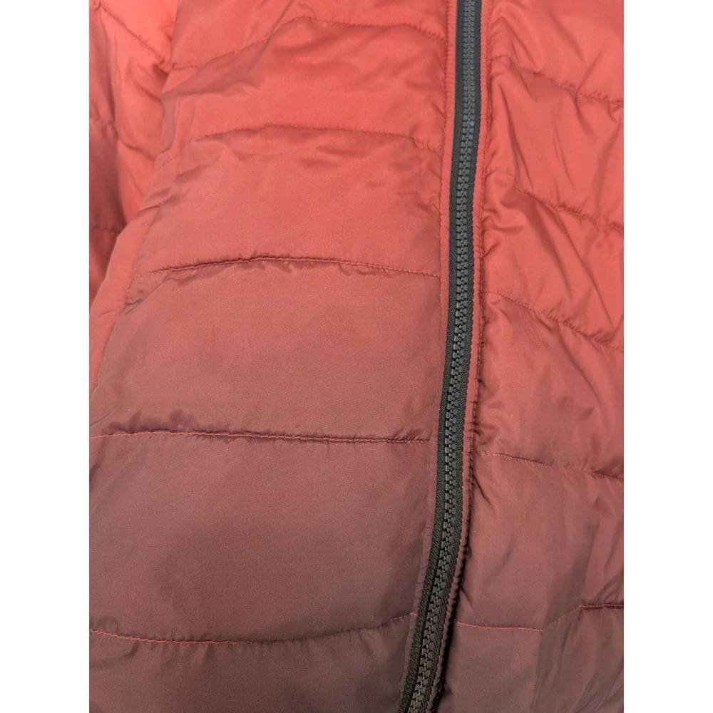 Abercrombie Kids 9/10 Red Ombre Puffer Hooded Jacket Faux Lined Full Zip Outdoor